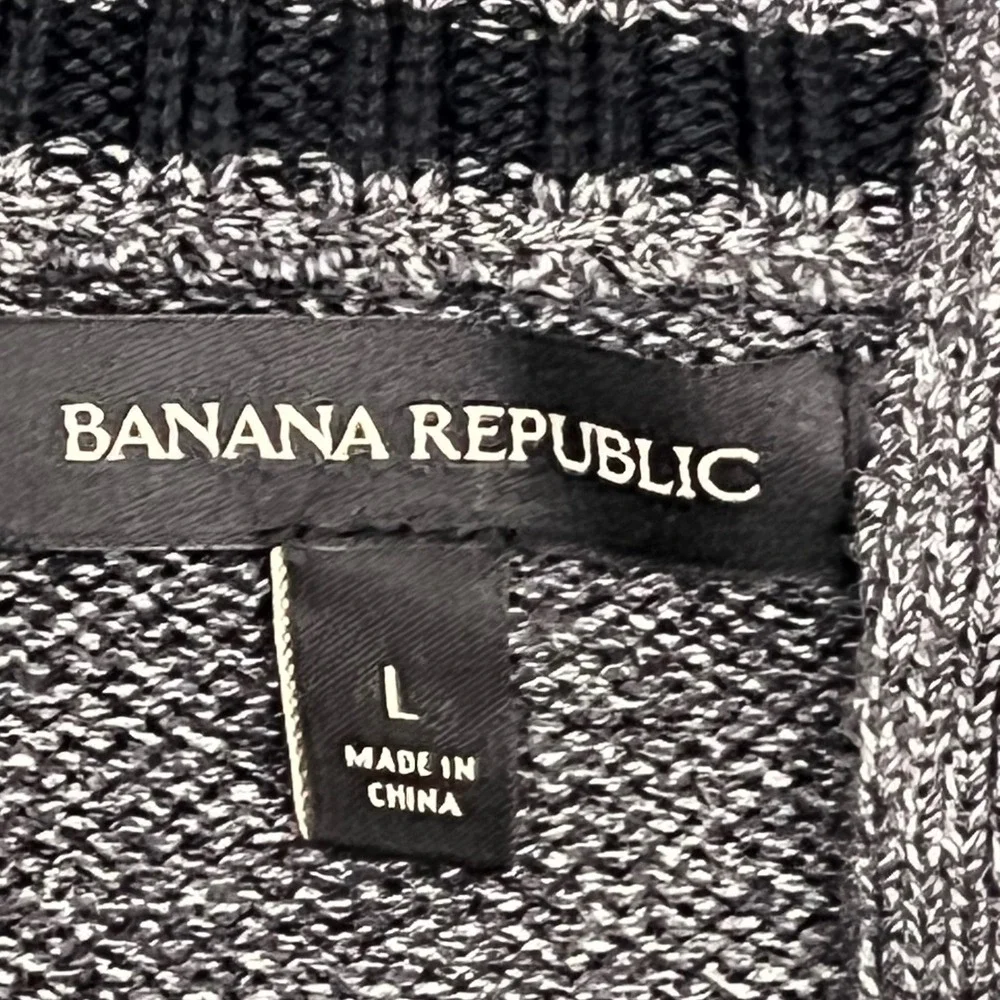 Banana Republic Cardigan Mens L Gray Excellent Snap Front Waffle Knit 969887